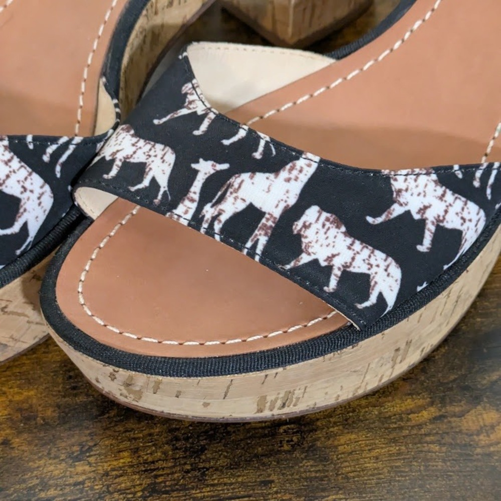 Diane Von Furstenberg Odelia Platform Sandals‎ Animal Print Crisscross 9.5M - Picture 2 of 13